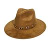 New Suede Peach Heart Top Western Cowboy Hat Top Hat Flat Brim Straight Edge Jazz Hat