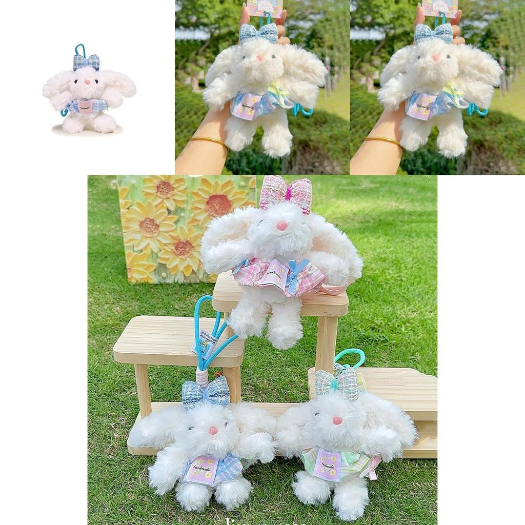 Plaid Dress Drooping Ear Rabbit Plush Keychain For Cute Bag Decor And Gift