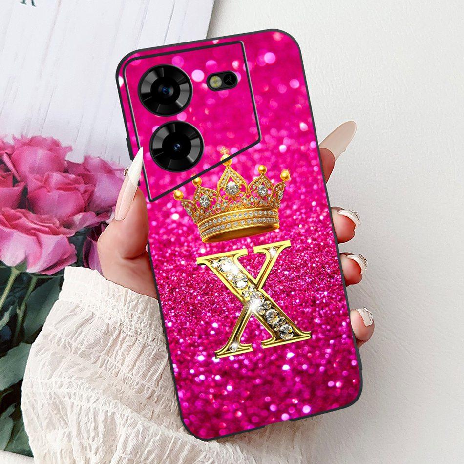 For Tecno Pova 5 LH7n / Pova 5 Pro LH8n Fashion Crown Letter Phone Case For Tecno Pova5 5Pro 5G Black Silicone Soft Cases Bumper