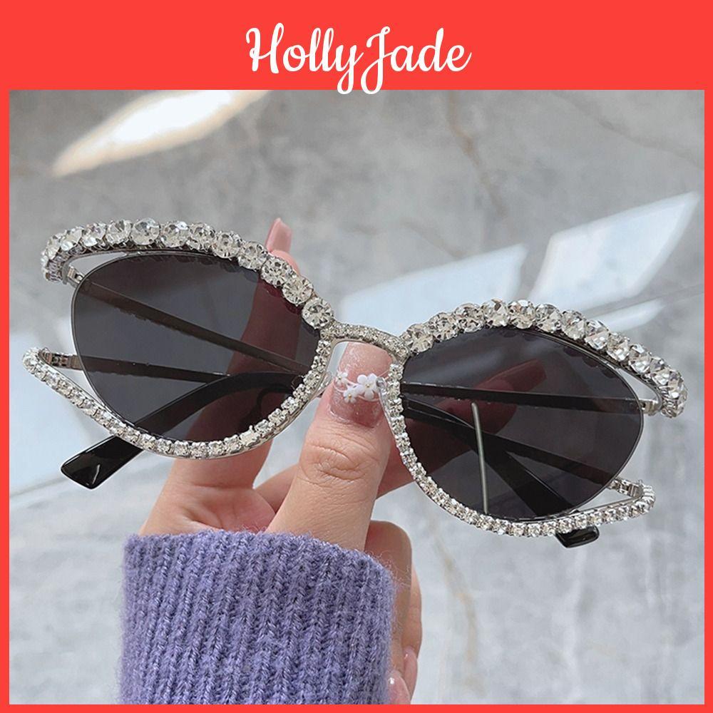Rhinestone Luxury Sunglasses Unique Shiny For Women Cat Eye Sun Glasses Fashion Alloy Glasses Shades Party Eyewear