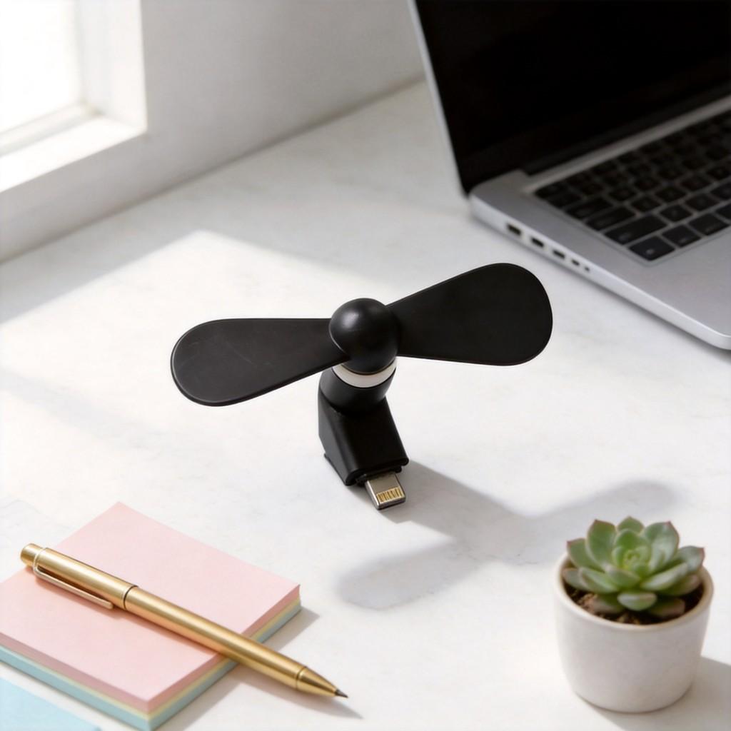 Mobile Phone Mini Plugin Fan With Soft Blades For Portable Cooling And Safe Use
