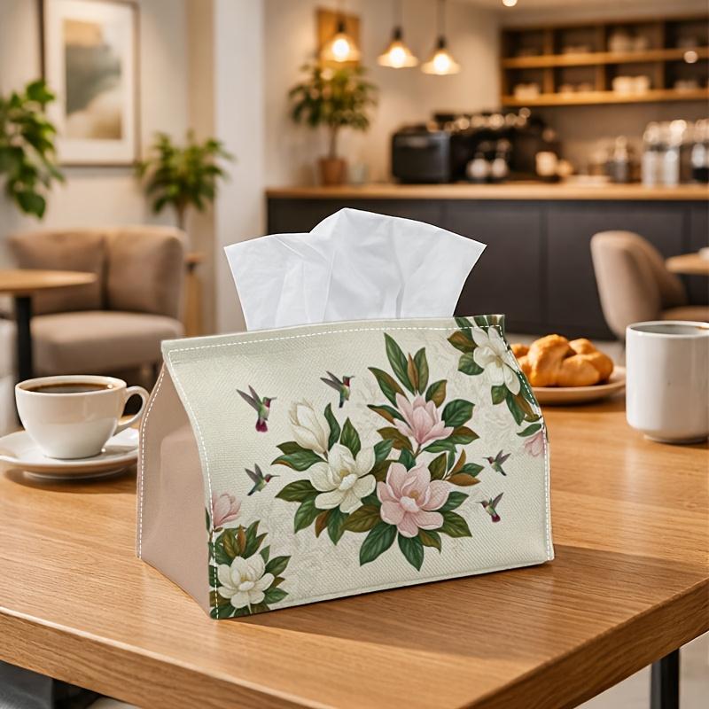 1pc Vintage Botanical Tissue Box - Magnolia Bird Napkin Storage Box, Suitable for Rolls/facial Tissues/single Sheets,Two Sizes Available for Home/car/