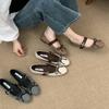 Internet Celebrity Square Head Women's Shoes Autumn New Flat Bow Single Shoes Ballet Silver Belt Buckle Mary Jane Shoes