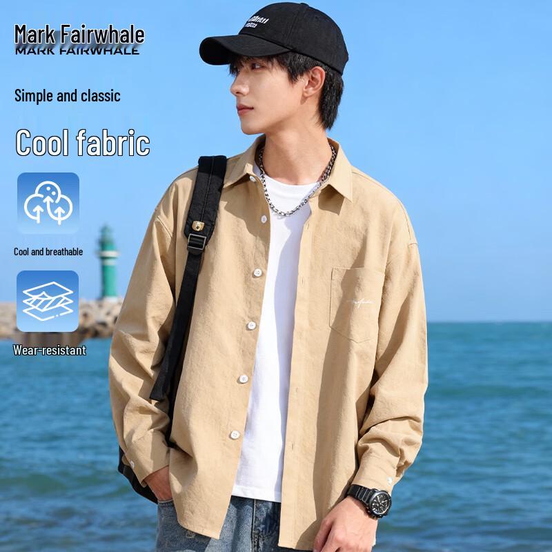 Mark Fairwhale Men s Ice Silk Long-Sleeve Casual Shirt M