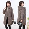 Mittelalte Damen Mütter tragen knielange, baumwollgepolsterte Jacke, dicker, westlicher, lockerer Baumwollmantel in Übergröße, baumwollgepolsterte Jacke Winter