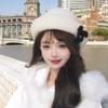 Knit Bow Bucket Cap Korean Style Women Bucket Hat Temperament Woolen Fishing Cap  Streetwear
