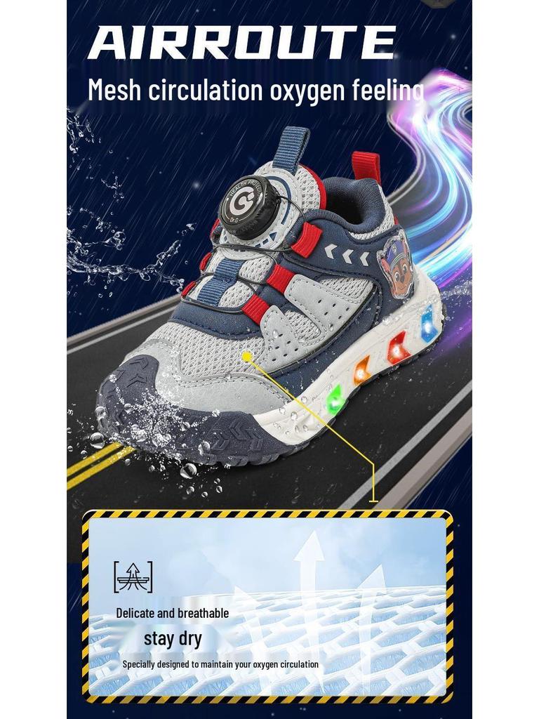 Paw Patrol Girls' Luminous Flashing Light Sneakers - Colorful and Comfortable Autumn Style Sports Shoes