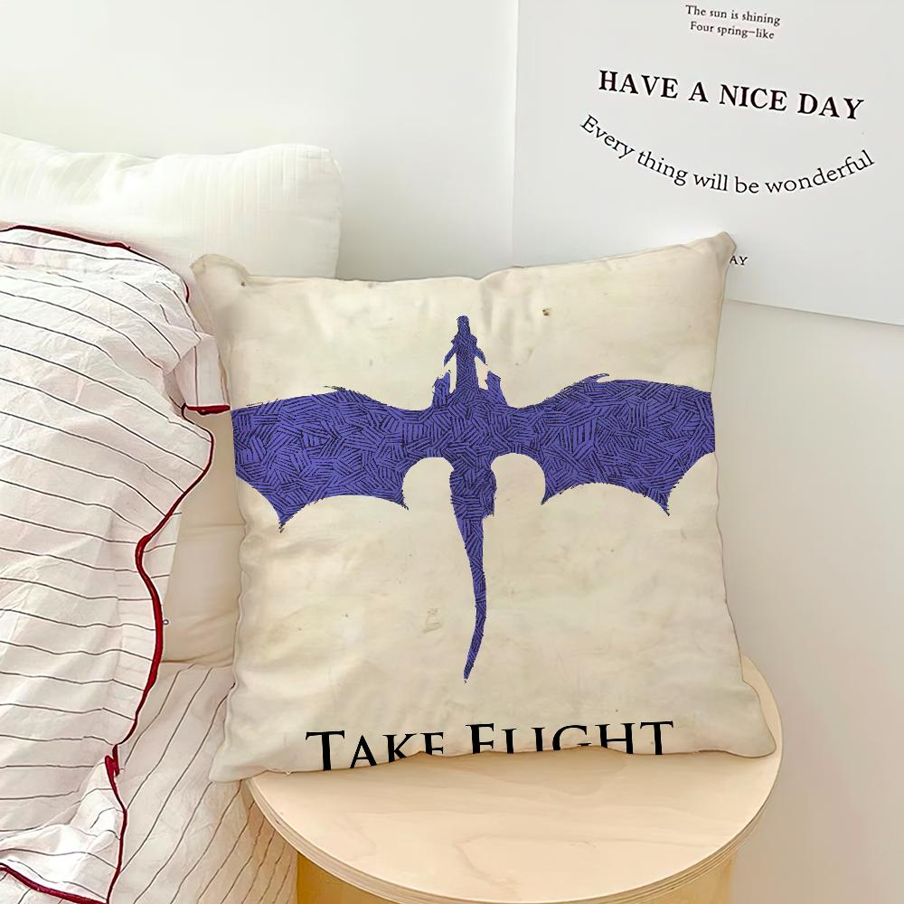 Book Dragon Cool Art F-Fourth W-Wing Cushion Cover Soft Pillow Case For Sofa Living Room Home Office Decor Protective Covers