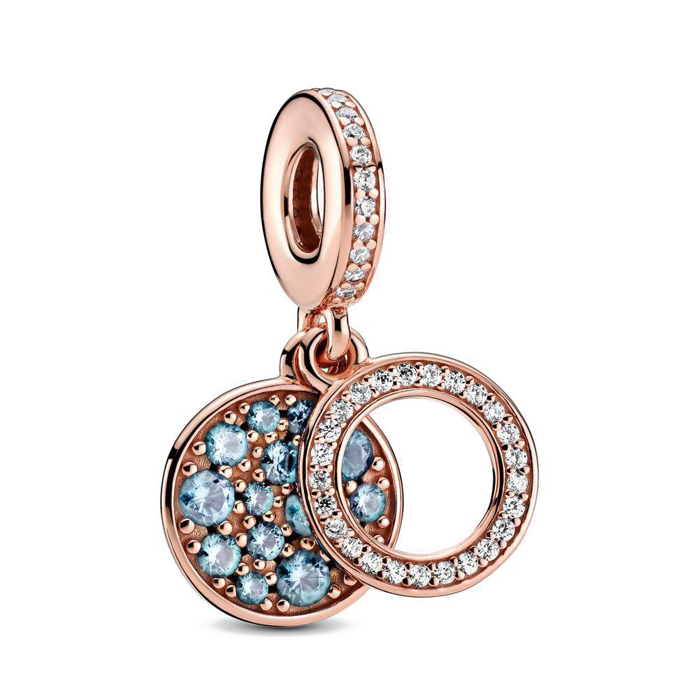 New Real Copper Double-Ring Pendant Charm Suitable For Original Wrist Bracelet Accessories Women Jewelry Piece