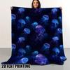 1 Cozy Glowing Jellyfish Repeating Art Print Flannel Blanket - Soft, Lightweight And Durable, Suitable for Sofas, Beds, Travel And Other Scenarios - T