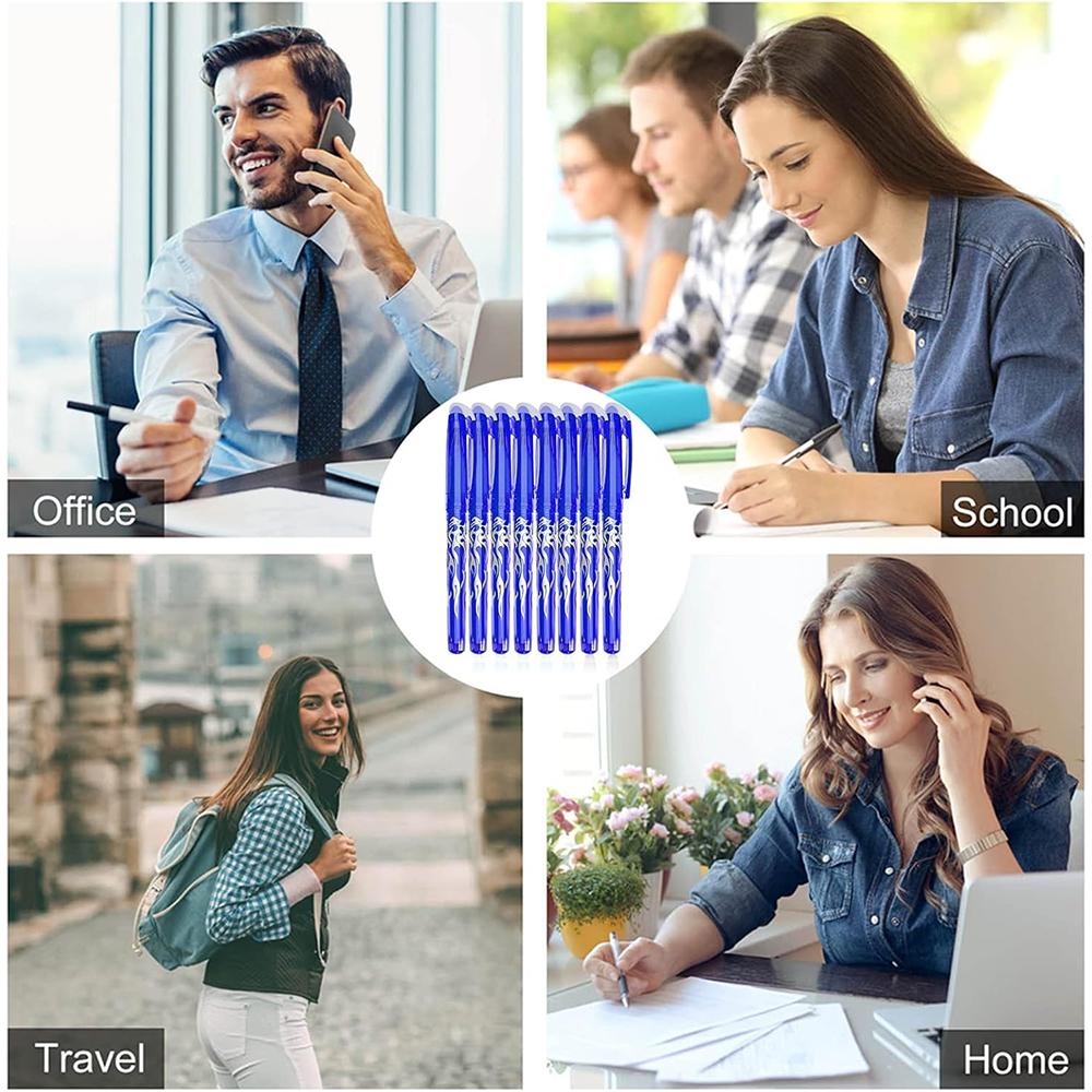 Balení 8 modrých gumovacích per, 0,5 mm plnitelné gumovací pero, kuličkové pero gumovatelné, gelové pero gumovatelné, třecí pera, sada gelových per pro (8 modrých tužek)
