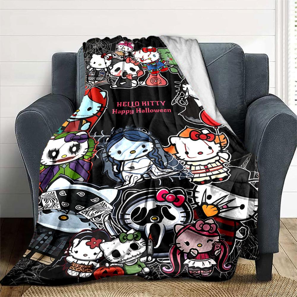 1 szt. Koc Hello Kitty Happy Halloween Lekki flanelowy koc na sofę łóżko podróż camping salon biuro kanapę fotel