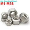 304 Stainless Steel 1/2/5/10/20/25/50 pcs M1 M1.2 M1.4 M1.6 M2 M2.5 M3 M3.5 M4 M5 M6 M8 M10-M36  Hex Hexagon Nuts DIN934 Metric