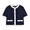 2025 Color Block European & American Style Short-Sleeved Blazer + High-Waisted Pants Set