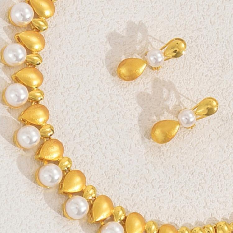 Modern Pearls Jewelry Set Complete Matching Set Necklace Bracelet Earrings Rings Sturdy Alloy Crafted Casual Wear
