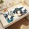Gaming Mouse Pad Large Desk Mat Antislip Stitched Edges Black Hair Fox Girl Teal  White Design PC Keyboard Pad