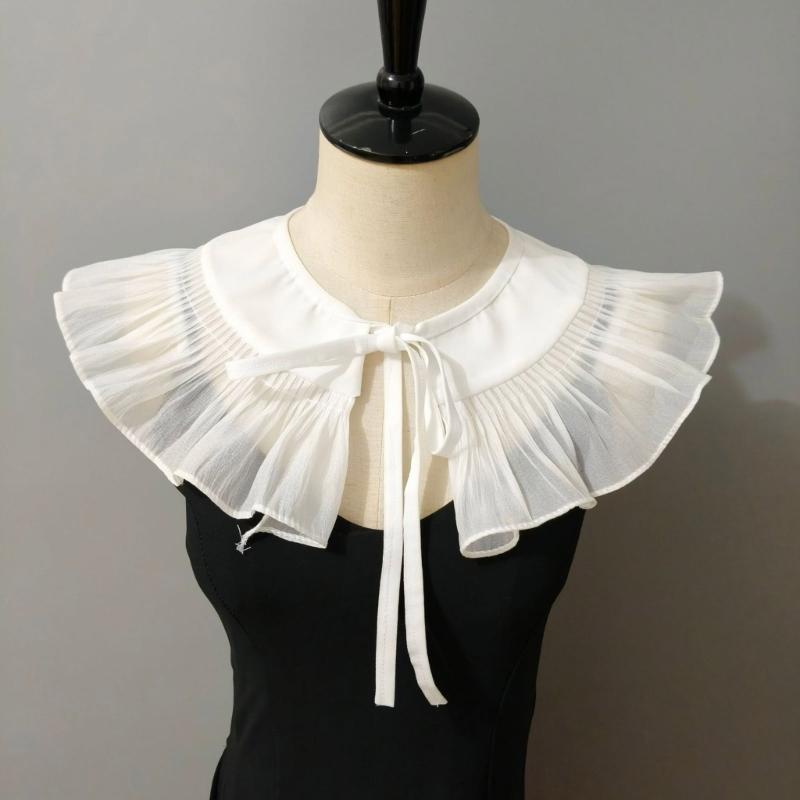 Vintage Ruffle Lace Collar Detachable Faux Collar Women and Girl Neckwear Blouse Skirt Decorative Collar for Theme Event