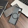 For Samsung Galaxy Z Fold5 5G Magnetic Case Carbon Fiber Texture PC Phone Cover with Screen Protector