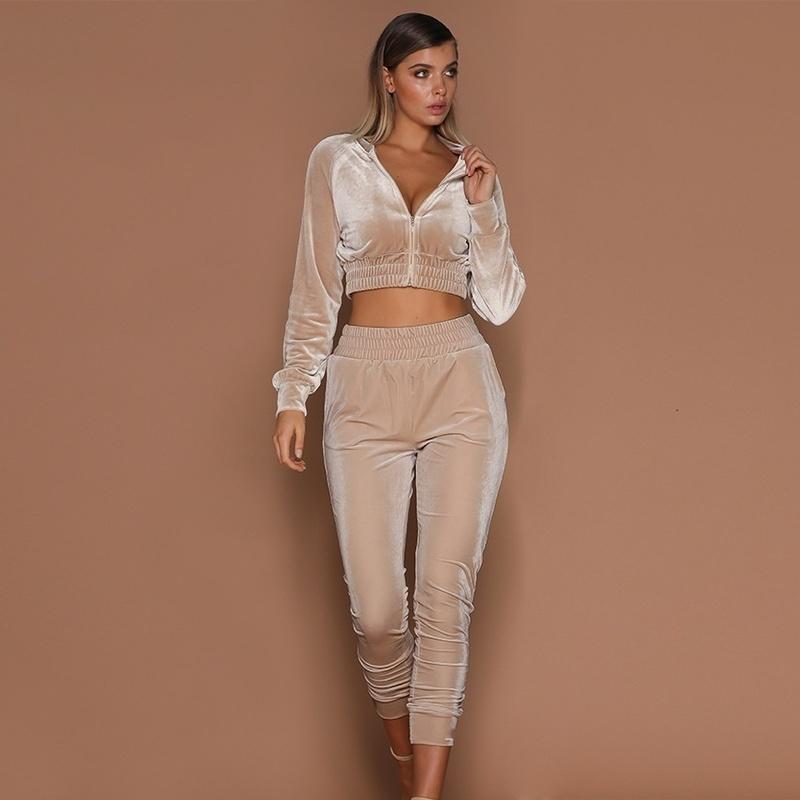 Buy Women Fashion Velour Crop Sweat 