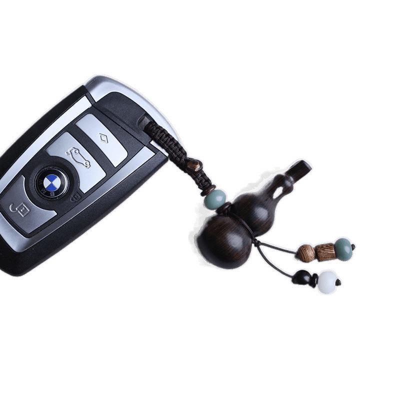 Handcrafted Sandalwood Gourd Keychain Pendant for Men, Women, and Couples