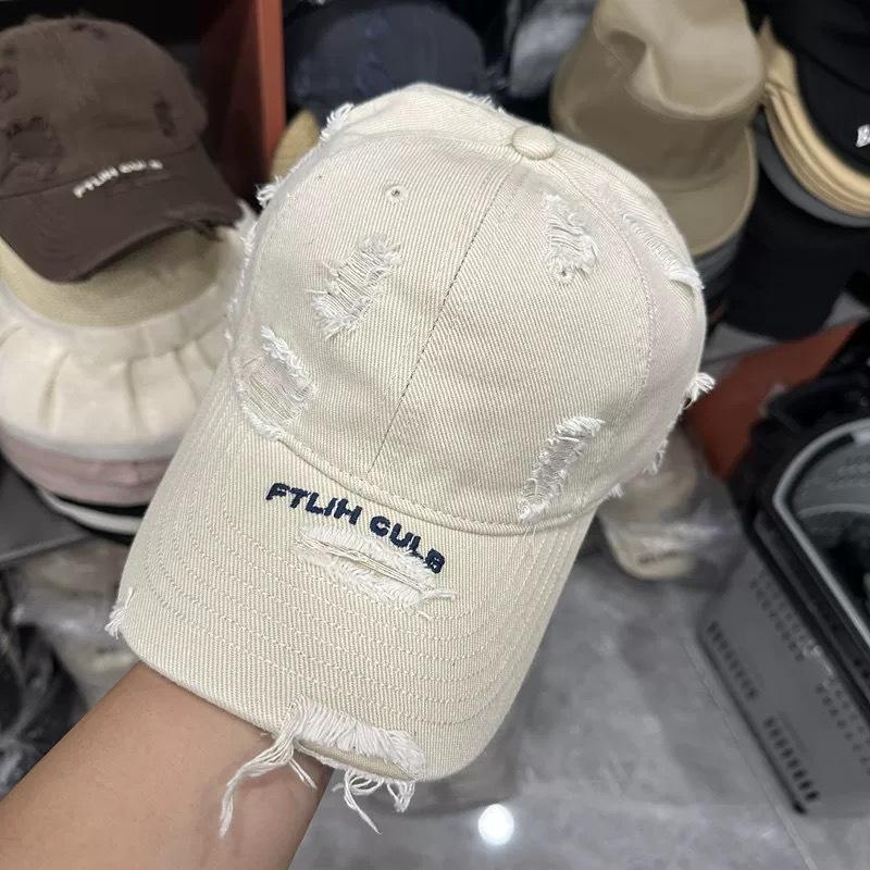 Couple retro old ripped baseball hat men's and women's tide street personality versatile soft top sunshade cap