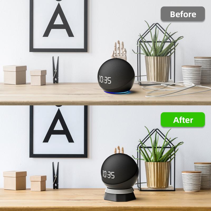 Desktop Holder Table Stand Silicone Base Cable Bracket Compatible For Amazon Echo Dot 5th/4th