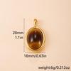 Exaggerated Geometric Tiger Eye Stone Pendant Necklace In Stainless Steel