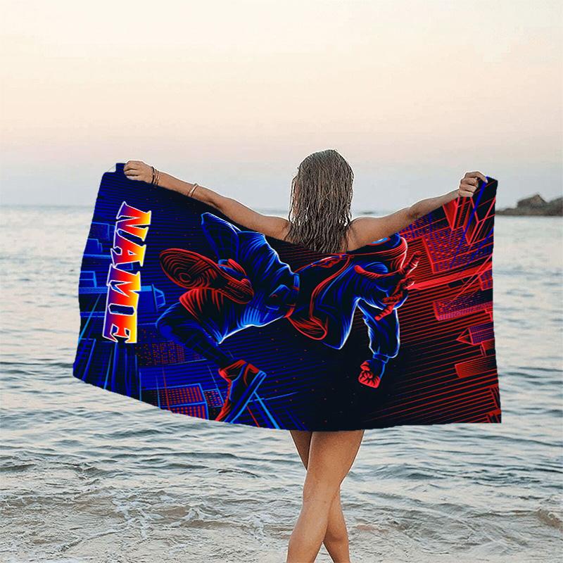 1pc Spider Man2 Beach Towel with Custom Name, Beach/Swimming/Bath/Picnic/Camping Towel, Suitable for Seaside Beaches