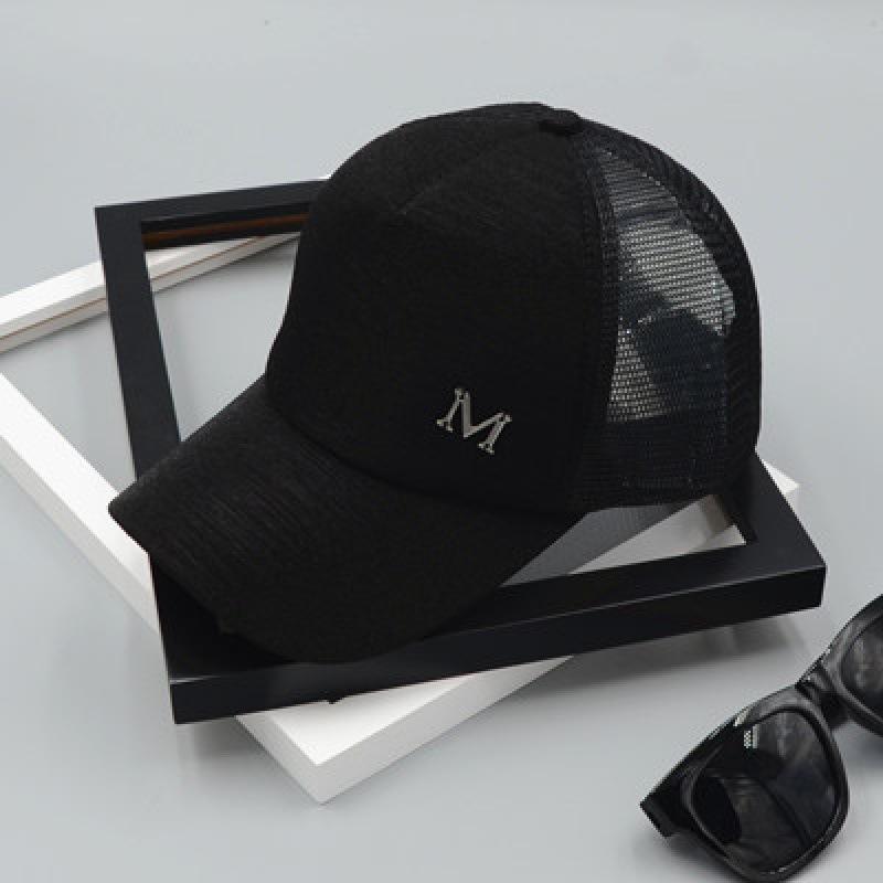 Women's M Letter Mesh Baseball Cap Breathable Trucker Hat Adjustable Summer Sun Hat