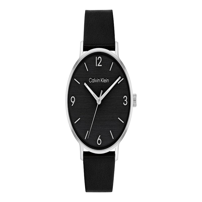 CALVIN KLEIN watch quartz movement leather strap bla dial men s watch sunray pattern simple men s watch 25200437