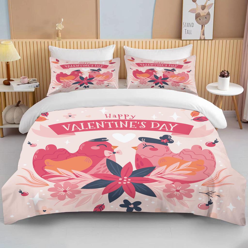 Niedliches Cartoon-Tierpaar Doppelbett-Bettdeckenset Bett Europäisches Bettwäscheset Heimtextilien Luxus-Kissenbezug Schlafzimmer-Bettwäscheset