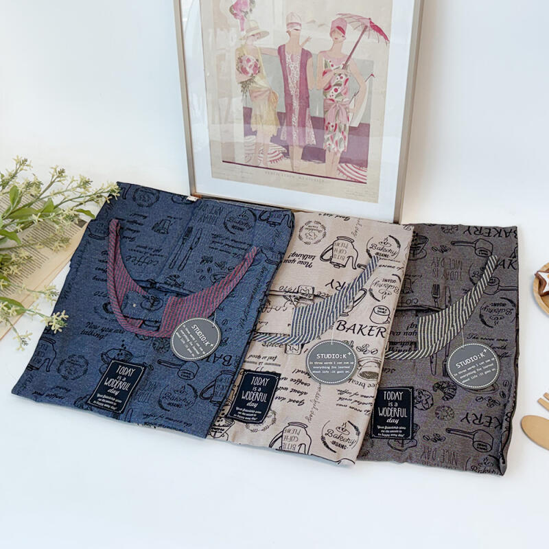 Wonderful Day Coffee Bread Illustration One-Piece Apron Navy