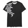 Men's 3D Printed T-Shirt Vintage Fish Pattern Print Short Sleeve O-Neck Pullover Casual Top