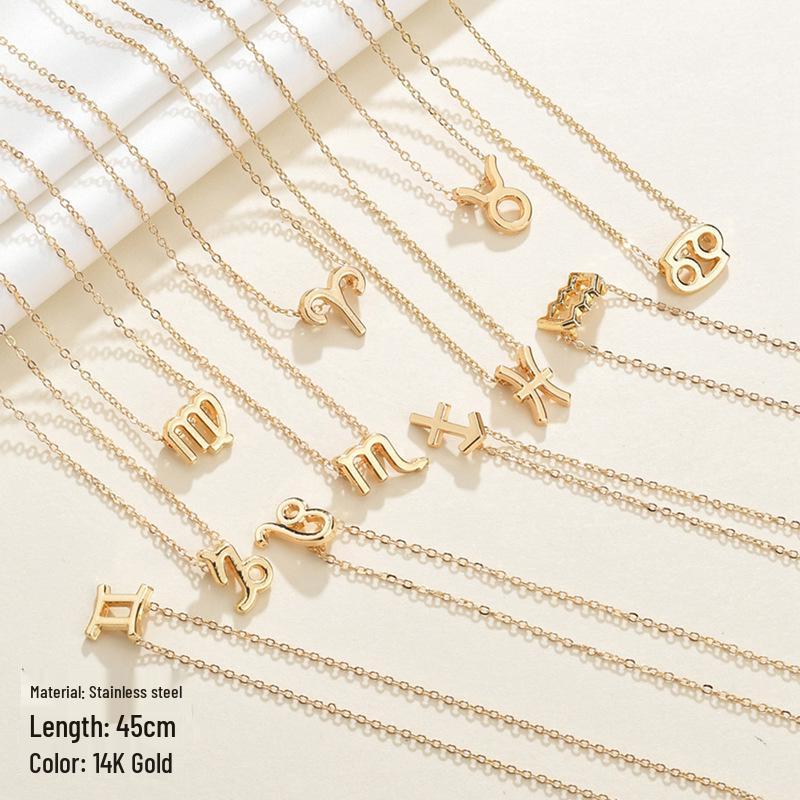 14K Gold-Plated Zodiac Pendant Necklace - Hot Selling Stainless Steel Women's Necklace