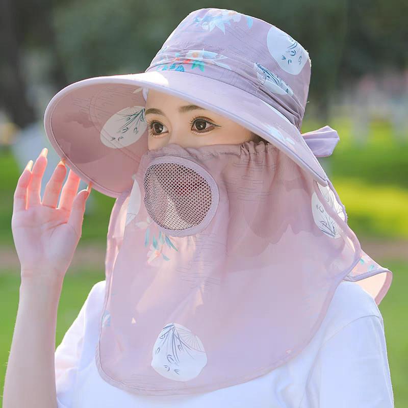 Sun Protection Wide Brim Hat For Women With Breathable Polyester Fabric And Floral Design For Summer Sunshade