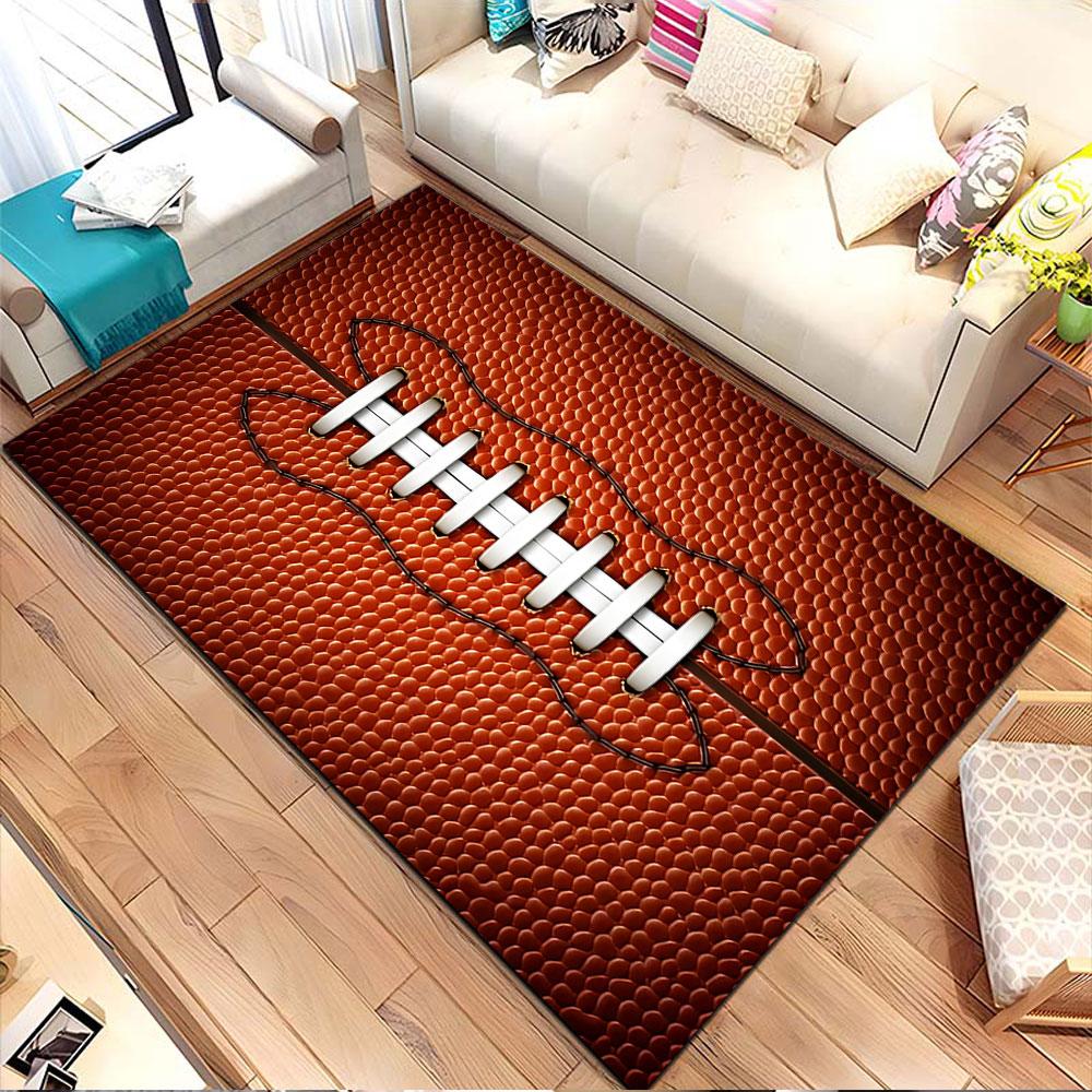 Football Texture with Laces Patterned carpet, non slip mat suitable for living room and bedroom sofas