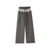 Women's High-Waist Black Polka Dot Lace Trim Wide-Leg Sporty Pants for Spring