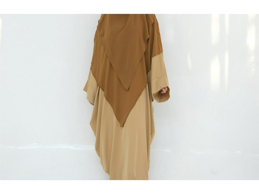 2025 Loriya Double Layer Ruffle Big Swing Middle East Solid Color Headscarf HJ927