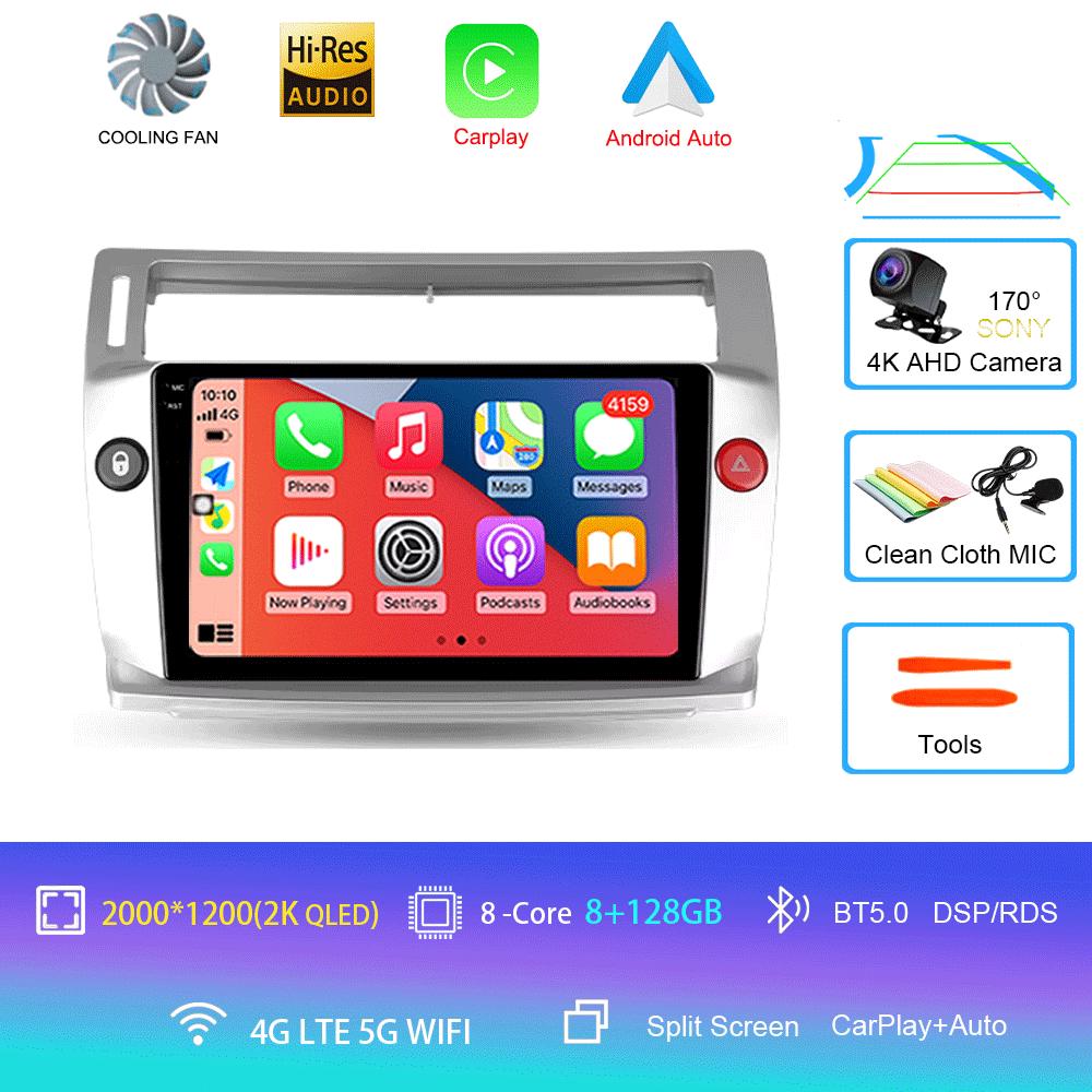 Car Radio Android 14 Carplay For Citroen C4 C-Triomphe Quatre 2004-2014 Multimedia Video 2Din DVD Stereo Speaker Audio Head Unit