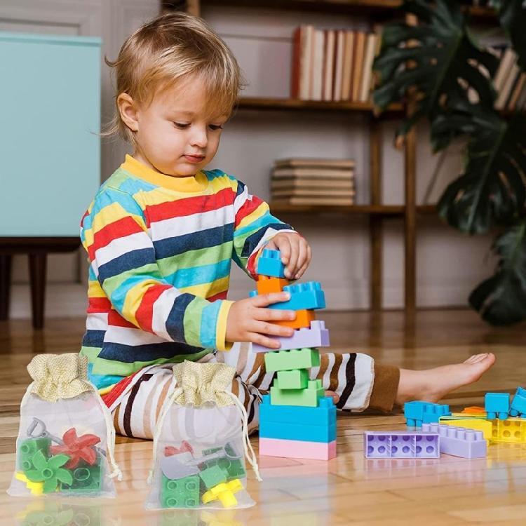 30pcs Sturdy Linen and Organza Fabric Bags with Drawstring Storage Bags for Jewelry Organization and Gifts Presentation