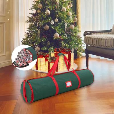 Vánoční taška na uskladnění balicího papíru, Organizér, Snadné přenášení s držadly a zipy,