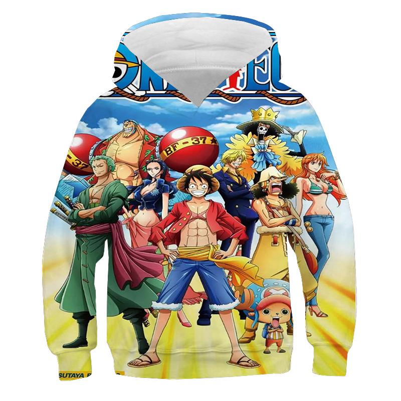 Moletom com capuz infantil One Piece Moletom com capuz Anime Luffy Moletom com capuz Roupas infantis Meninos Meninas Manga comprida Outono Quente Pulôver Casual Tops