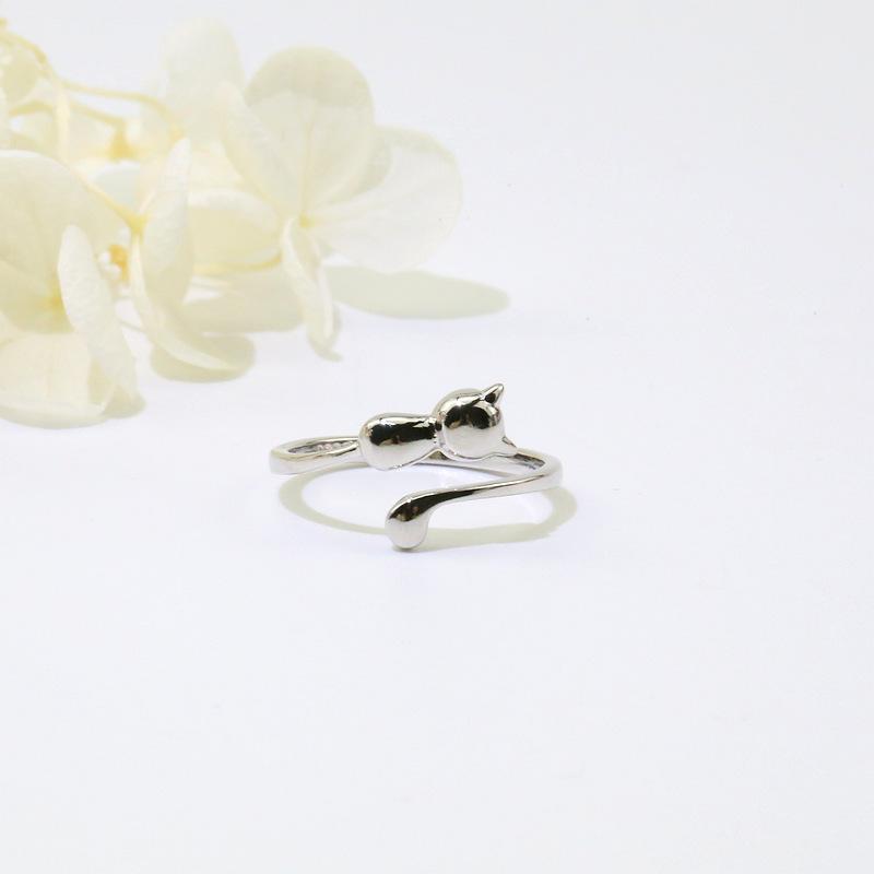 PANJBJ 925 Stamp Silver Color Rabbit Ears Ring for Women Girl Irregular Animal Cute Jewelry Birthday Gift Wholesale Dropshipping