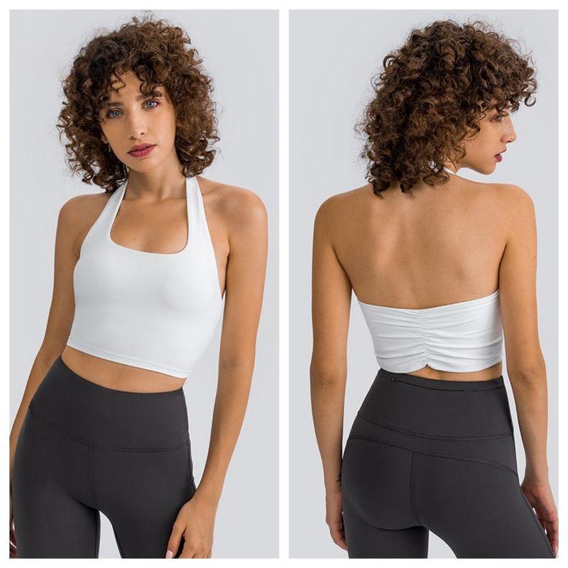 Hanging Neck Sling Sports Vest Women Slim fit With Chest Pad Outdoor Fitness Bra Running Top Yoga Underwear High Elastic