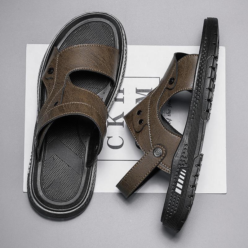 2025 Summer New Breathable Driving Sandals Men's Sports Casual Beach Shoes Non-slip Wear-resistant Comfortable Soft-soled Slippers