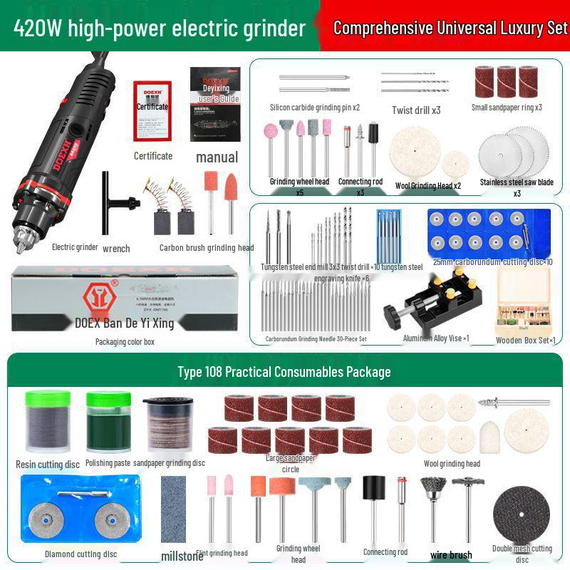 High-Power Electric Grinder & Polisher for Cutting, Jade Opening, Peeling, and Wood Carving
