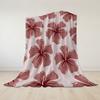 Burgundy Hibiscus Flannel Blanket Warm Soft Halloween Christmas Couch Warm Cozy Decorative Decor Gift for All Season