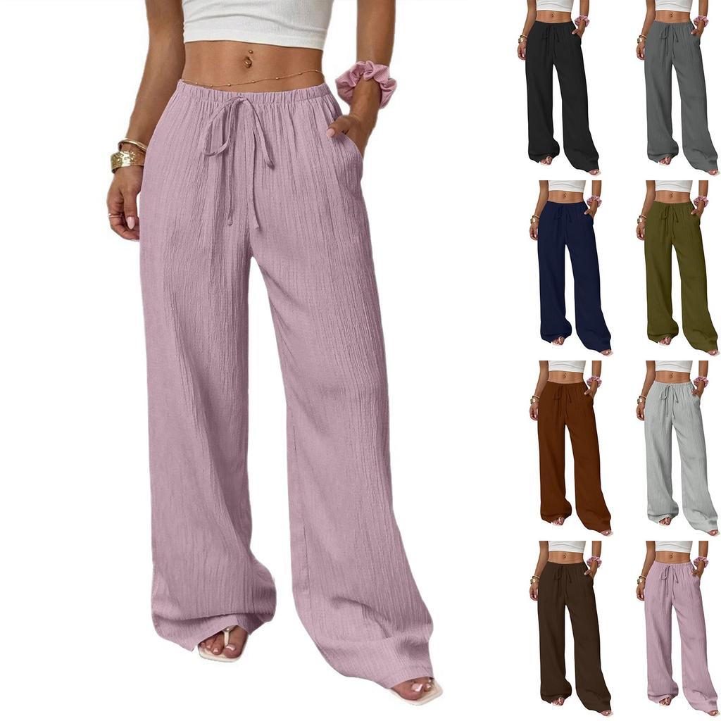 Women's Casual High Waist Loose Lace Wide Leg Pants