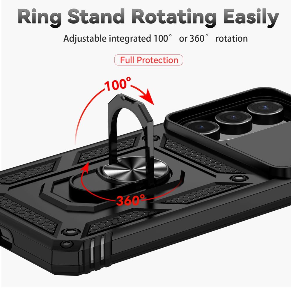 For Samsung Galaxy S25 FE 5G Case Slide Camera Lens Armor Phone Case For GalaxyS25 S25FE Magnetic Holder Ring Protect Cover
