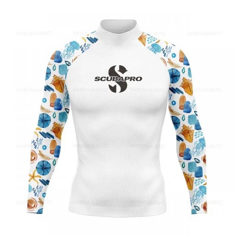SCUBA Surfing Suit UPF50 Sunscreen Beach Swimsuit Diving Jellyfish Long-sleeved Split Top